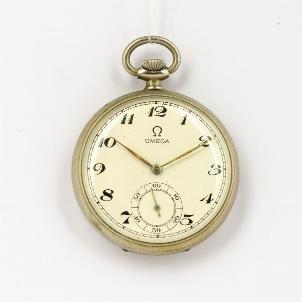 Orologio da tasca Omega, cassa in metallo, quadrante in metallo smaltato, scappamento ad ancora  - Asta Orologi da Tasca - Associazione Nazionale - Case d'Asta italiane