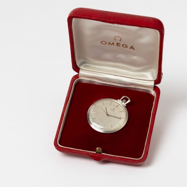 Orologio da tasca Omega del 1970 circa in oro bianco 18k con scatola originale  - Asta Orologi da Tasca - Associazione Nazionale - Case d'Asta italiane