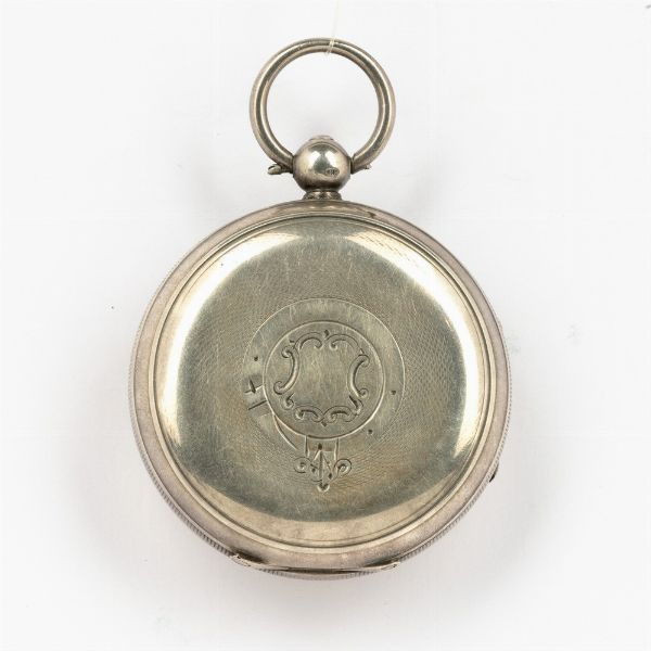 Orologio da tasca Ribaltina inglese fine �800, cassa in argento, movimento con scappamento ad ancora, bilanciere compensato, quadrante in smalto bianco  - Asta Orologi da Tasca - Associazione Nazionale - Case d'Asta italiane