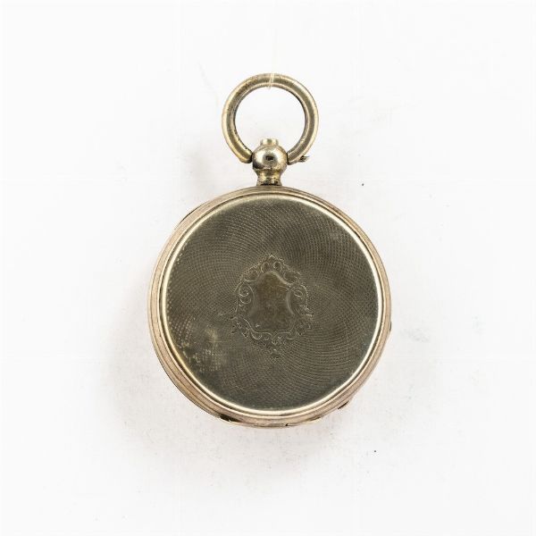 Orologio da taschino, cassa in argento, movimento con scappamento a cilindro, 1880 circa, carica a chiavetta, quadrante in smalto bianco  - Asta Orologi da Tasca - Associazione Nazionale - Case d'Asta italiane
