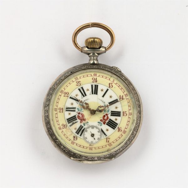 Due orologi remontoir di grandi dimensioni, cassa in argento incisa e sbalzata  - Asta Orologi da Tasca - Associazione Nazionale - Case d'Asta italiane