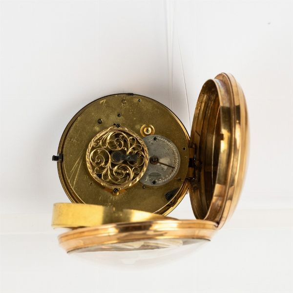 Dubois et fils, orologio da tasca francese, 1800 circa, cassa in oro rosa movimento con scappamento a verga, quadrante in smalto bianco  - Asta Orologi da Tasca - Associazione Nazionale - Case d'Asta italiane