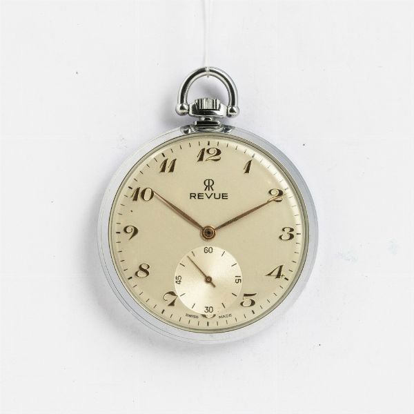 Dress Watch Revue con scatola anni �60, cassa in acciaio, movimento scappamento ad ancora, con scatola  - Asta Orologi da Tasca - Associazione Nazionale - Case d'Asta italiane