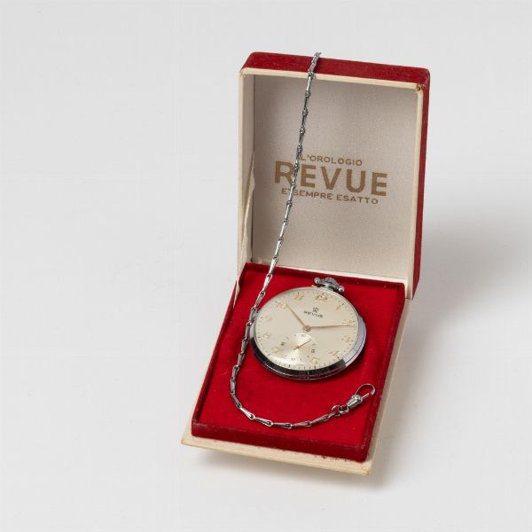 Dress Watch Revue con scatola anni �60, cassa in acciaio, movimento scappamento ad ancora, con scatola  - Asta Orologi da Tasca - Associazione Nazionale - Case d'Asta italiane