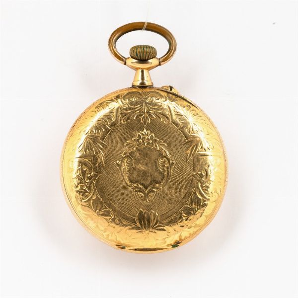 Orologio da tasca National Watch Americano, cassa in oro 18 kt, quadrante in smalto bianco, filature, scappamento ad ancora, 1930 circa  - Asta Orologi da Tasca - Associazione Nazionale - Case d'Asta italiane