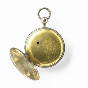 Vacheron Giraud a Geneve, orologio da tasca con suoneria ore e quarti su gong, secondo quarto del XIX secolo,  cassa in argento, movimento con scappamento verga, quadrante in smalto bianco.  - Asta Orologi da Tasca - Associazione Nazionale - Case d'Asta italiane