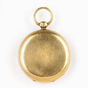 Orologio da taschino inglese cassa in oro 18 kt, movimento a ribalta con scappamento ad ancora, quadrante in oro.<BR>Regalo per i 43 anni di attivit� pastorale  - Asta Orologi da Tasca - Associazione Nazionale - Case d'Asta italiane