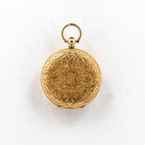 Orologio da collo da donna, 1870 circa, cassa in oro 18 kt, quadrante in oro, movimento con scappamento a cilindro.  - Asta Orologi da Tasca - Associazione Nazionale - Case d'Asta italiane