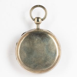 Orologio da tasca, cassa in argento, con automi firmato Breguet et fils del 1820 circa.<BR>Suoneria  ad ore e quarti su domanda, scappamento a verga, conoide e catena. <BR>Quadrante in smalto blu con disco centrale in smalto bianco, automi in argento.  - Asta Orologi da Tasca - Associazione Nazionale - Case d'Asta italiane