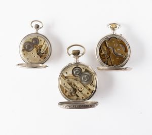 Tre orologi da tasca: Willy Freres con movimento Roskopf, un Longines, un regulator in argento  - Asta Orologi da Tasca - Associazione Nazionale - Case d'Asta italiane