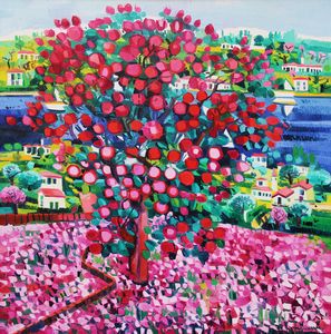 ATHOS FACCINCANI - Albero di rose rosa in tappeto di petali