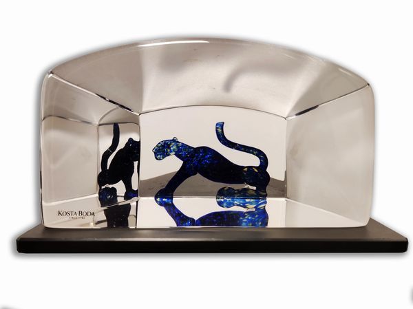 Vertil Ballien per Kosta Boda : Panther dalla serie Viewpoints  - Asta Design e Oggetti d'Arte - Associazione Nazionale - Case d'Asta italiane