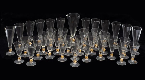 Italo Varisco : Set di 36 bicchieri esagonali con caraffa  - Asta Design e Oggetti d'Arte - Associazione Nazionale - Case d'Asta italiane