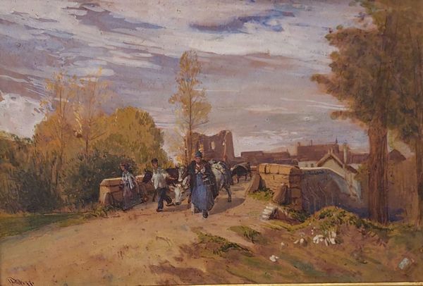 Giuseppe Palizzi (Lanciano, 1812 - Parigi, 1888) : Paesaggio con pastori e armenti  - Asta Dipinti XIX secolo - Associazione Nazionale - Case d'Asta italiane