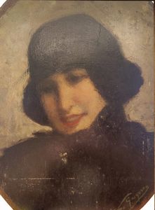 Francesco  De Gregorio (Napoli, 1862 - 1939) - Ritratto di donna in nero