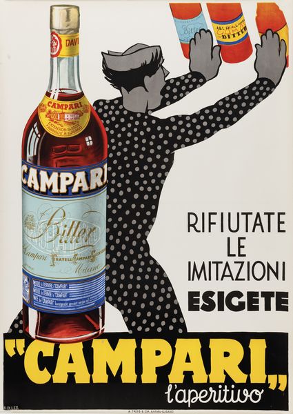 Koller : Bitter Campari Aperitivo, Lugano  Milano  - Asta Manifesti d'Epoca - Associazione Nazionale - Case d'Asta italiane