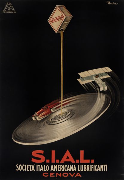Nerino (Neri Nannetti) : �S.I.A.L - Societa Italo Americana Lubrificanti - Genova�.  - Asta Manifesti d'Epoca - Associazione Nazionale - Case d'Asta italiane