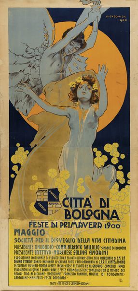 Marcello Dudovich : Feste di Bologna - Citt� di Bologna 1900  - Asta Manifesti d'Epoca - Associazione Nazionale - Case d'Asta italiane