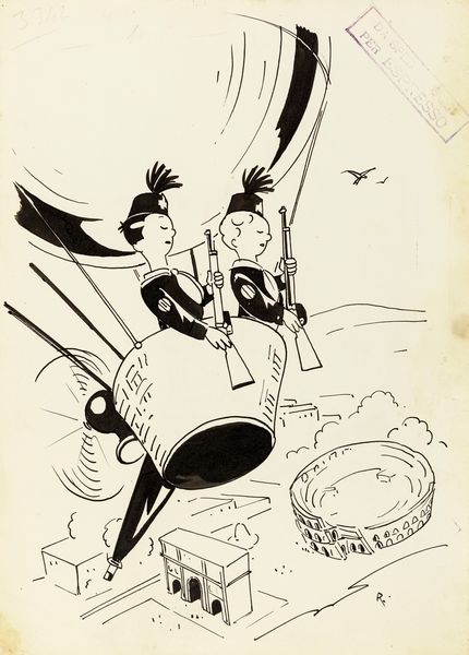 Giuseppe Riccobaldi : Balilla nei cieli di Roma  - Asta Fumetti: Tavole e Illustrazioni Originali - Associazione Nazionale - Case d'Asta italiane