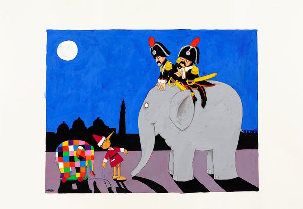David McKee : Pinocchio e Elmer l'elefante  - Asta Fumetti: Tavole e Illustrazioni Originali - Associazione Nazionale - Case d'Asta italiane