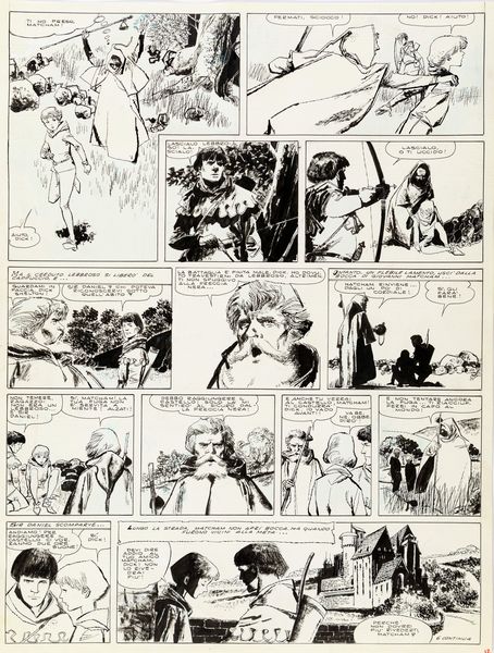 Dino Battaglia : La freccia nera  - Asta Fumetti: Tavole e Illustrazioni Originali - Associazione Nazionale - Case d'Asta italiane