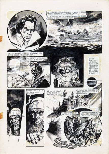 Horacio Lalia : Nekradamus - El monstruo del lago  - Asta Fumetti: Tavole e Illustrazioni Originali - Associazione Nazionale - Case d'Asta italiane