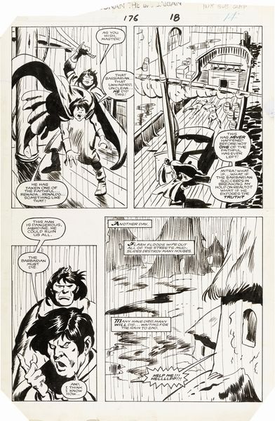 John Buscema : Conan the Barbarian - Argos Rain  - Asta Fumetti: Tavole e Illustrazioni Originali - Associazione Nazionale - Case d'Asta italiane
