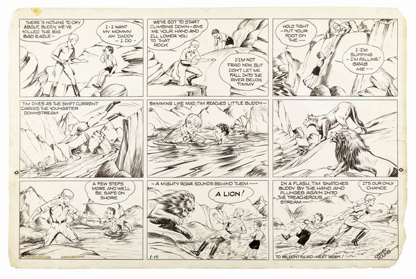 Lyman Young : Tim Tyler's Luck (Cino e Franco)  - Asta Fumetti: Tavole e Illustrazioni Originali - Associazione Nazionale - Case d'Asta italiane