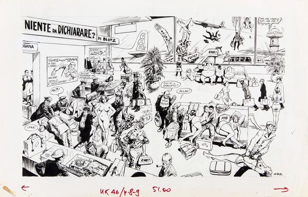 Guido Buzzelli : Niente da dichiarare?  - Asta Fumetti: Tavole e Illustrazioni Originali - Associazione Nazionale - Case d'Asta italiane