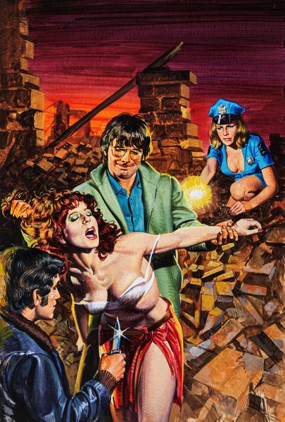 Emanuele Taglietti : La Poliziotta - Terremoto  - Asta Fumetti: Tavole e Illustrazioni Originali - Associazione Nazionale - Case d'Asta italiane