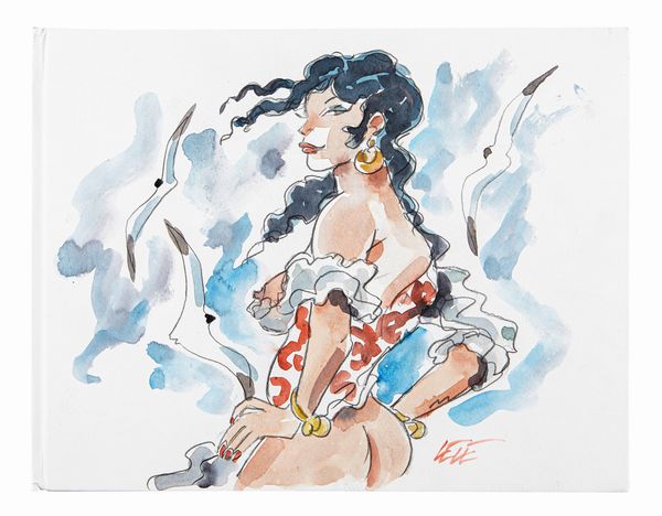 Lele Vianello : Cubana  - Asta Fumetti: Tavole e Illustrazioni Originali - Associazione Nazionale - Case d'Asta italiane