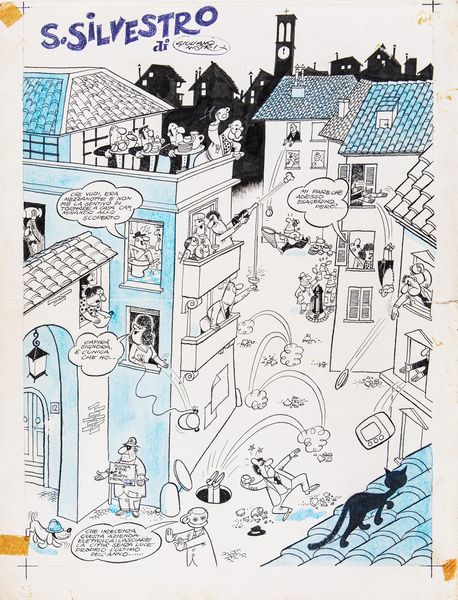 Giuliano Nistri : San Silvestro  - Asta Fumetti: Tavole e Illustrazioni Originali - Associazione Nazionale - Case d'Asta italiane