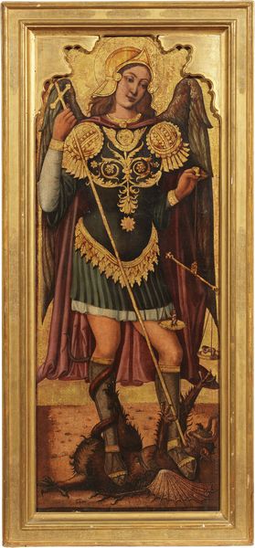 Scuola italo-ispanica fine XV - inizio XVI secolo : San Michele Arcangelo  - Asta Dipinti e Sculture del XIX e XX secolo - Associazione Nazionale - Case d'Asta italiane