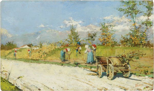 LUIGI CIMA : Le mietitrici  - Asta Dipinti e Sculture del XIX e XX secolo - Associazione Nazionale - Case d'Asta italiane