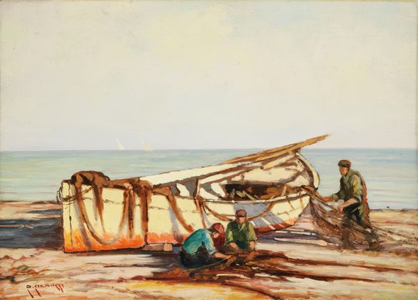 Renuccio Renucci : Barca a riva  - Asta Dipinti e Sculture del XIX e XX secolo - Associazione Nazionale - Case d'Asta italiane