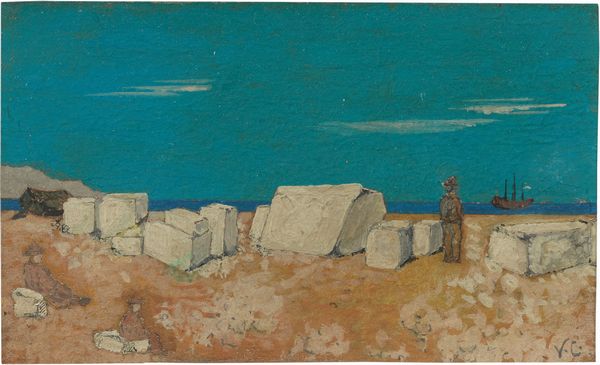 VINCENZO CABIANCA : Cavatori  - Asta Dipinti e Sculture del XIX e XX secolo - Associazione Nazionale - Case d'Asta italiane