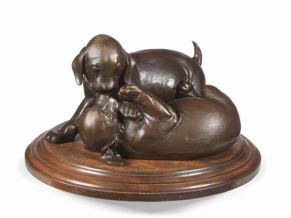 Sirio Tofanari : I cuccioli  - Asta Dipinti e Sculture del XIX e XX secolo - Associazione Nazionale - Case d'Asta italiane