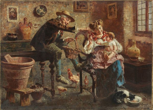 Eugenio Zampighi : Giochi con il nonno  - Asta Dipinti e Sculture del XIX e XX secolo - Associazione Nazionale - Case d'Asta italiane