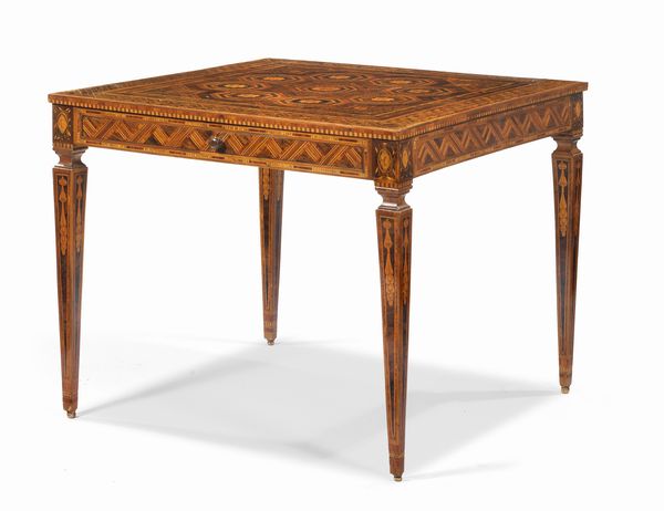 Tavolino Luigi XV intarsiato in noce e legni vari  - Asta Dipinti e Sculture del XIX e XX secolo - Associazione Nazionale - Case d'Asta italiane