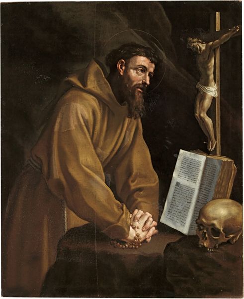 Scuola napoletana del XVII secolo : San Francesco  - Asta Dipinti e Sculture del XIX e XX secolo - Associazione Nazionale - Case d'Asta italiane