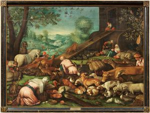 Jacopo da Ponte detto Bassano (studio di) - Ingresso degli animali nell'Arca di No