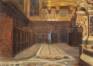 Domenico Battaglia - Interno del coro della chiesa di San Severino a Napoli