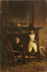 Giuseppe Barbaglia - Interno con figure