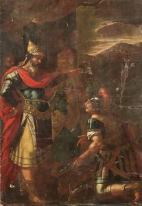 Scuola Italia centro-settentrionale XVII secolo - Scena storica. Tributo