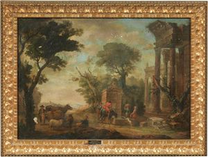 Adrian van der Kabel - Paesaggio con architetture e figure