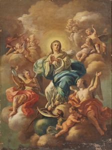 Scuola napoletana fine del XVII secolo - Assunzione della Vergine