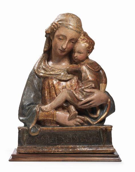 Scuola toscana del XVI secolo : Madonna col Bambino  - Asta Importanti Arredi, Sculture e Dipinti Antichi - Associazione Nazionale - Case d'Asta italiane