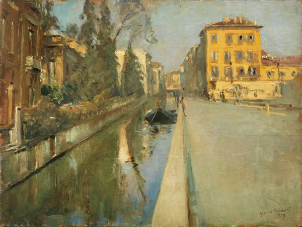 Gianni Maimeri : Barca sul Naviglio di via Senato  - Asta Importanti Arredi, Sculture e Dipinti Antichi - Associazione Nazionale - Case d'Asta italiane