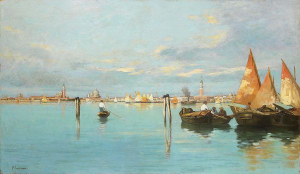 Pietro Fragiacomo : Pescatori in laguna a Venezia  - Asta Importanti Arredi, Sculture e Dipinti Antichi - Associazione Nazionale - Case d'Asta italiane