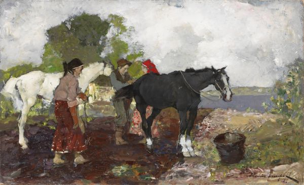 Alessio Issupoff : Contadini e cavalli  - Asta Importanti Arredi, Sculture e Dipinti Antichi - Associazione Nazionale - Case d'Asta italiane